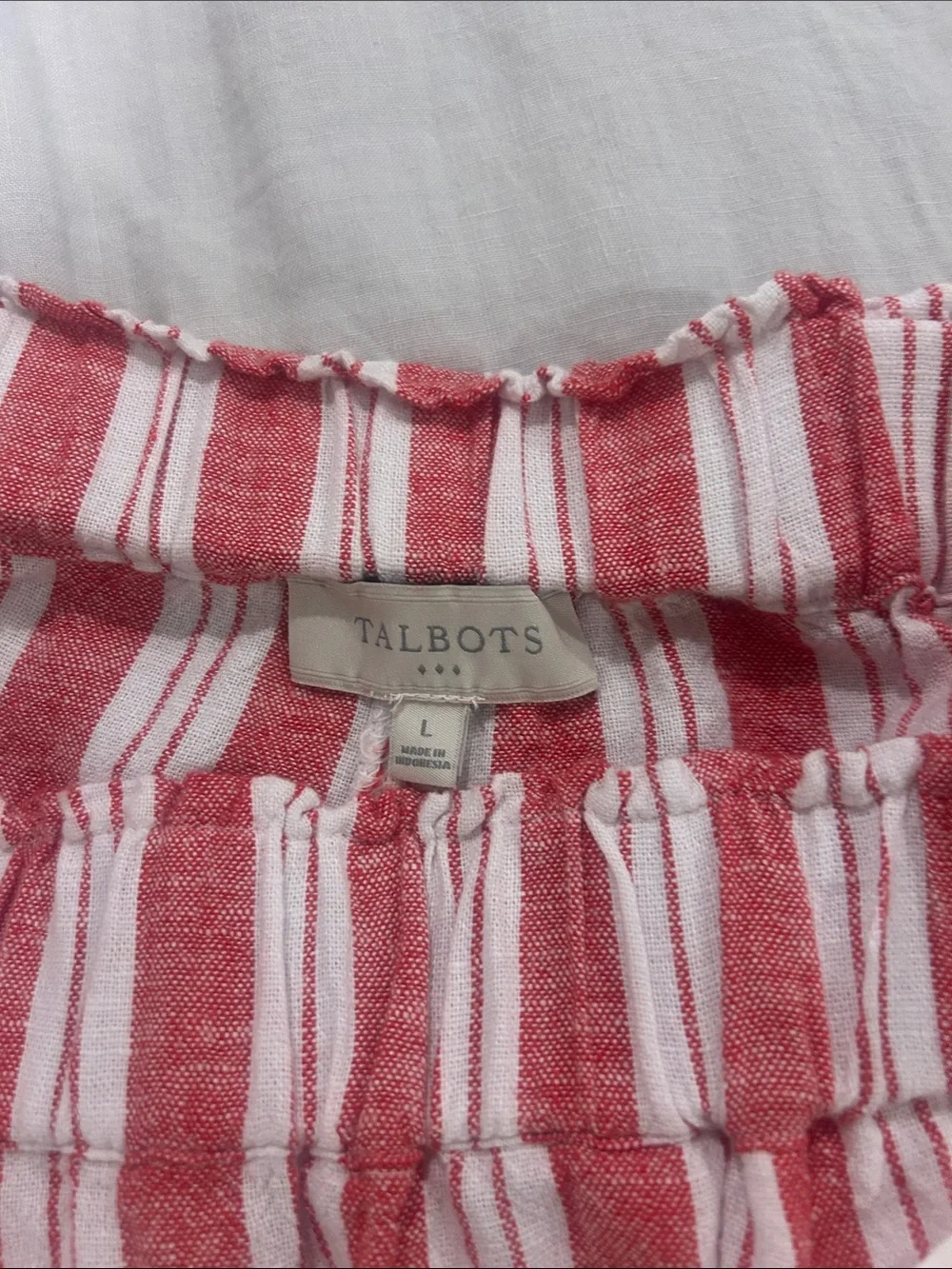 Talbots Red and White Striped Elastic Waist Shorts